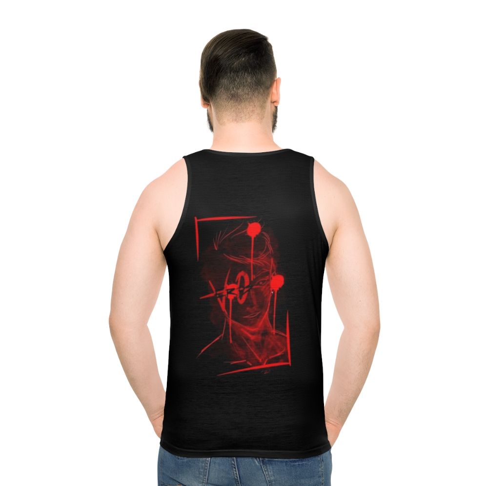 Unisex black tank top for comfortable and athletic wear - men back