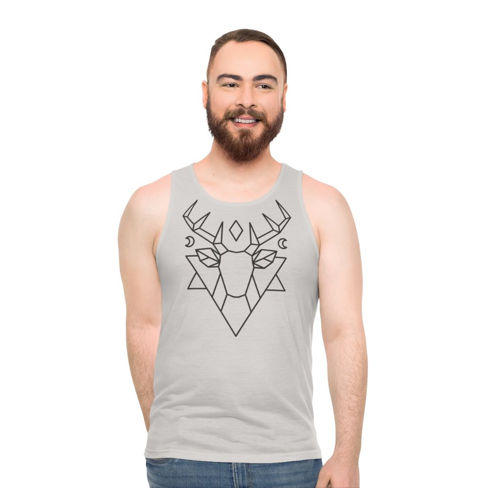 Mystic deer unisex tank top with geometric design - men