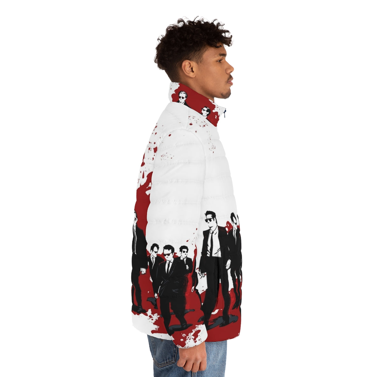 Reservoir Dogs Puffer Jacket featuring the iconic Tarantino movie design - men side right