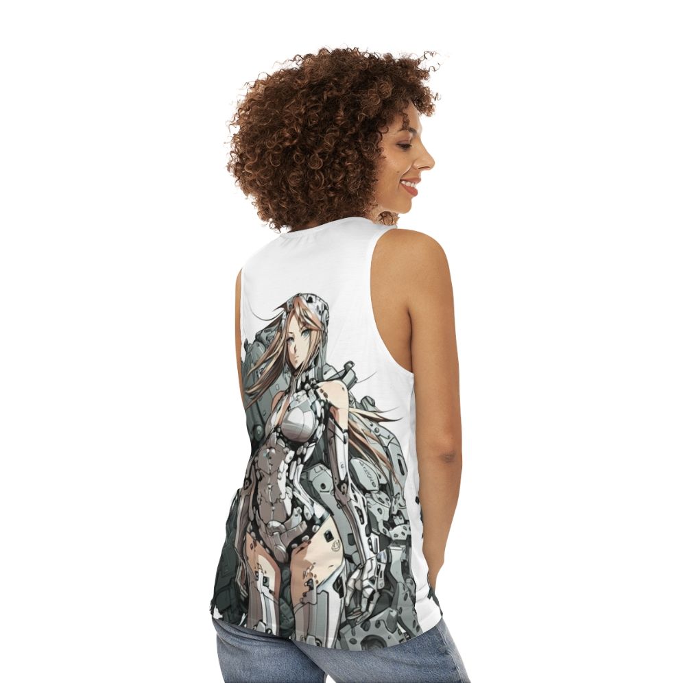 Armored anime girl in a unisex tank top - women back