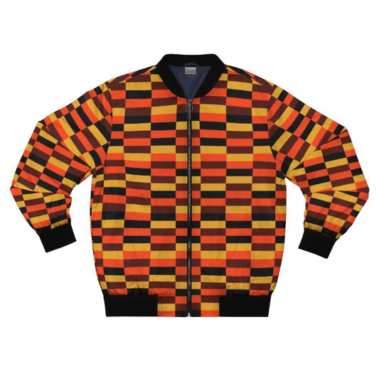 Vintage-style bomber jacket with a retro train seat design