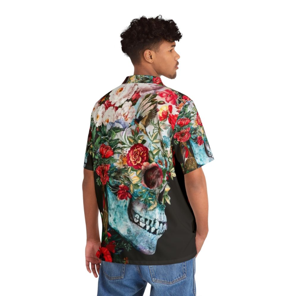 Momento Mori Hawaiian Shirt with Skull and Floral Print - People Back