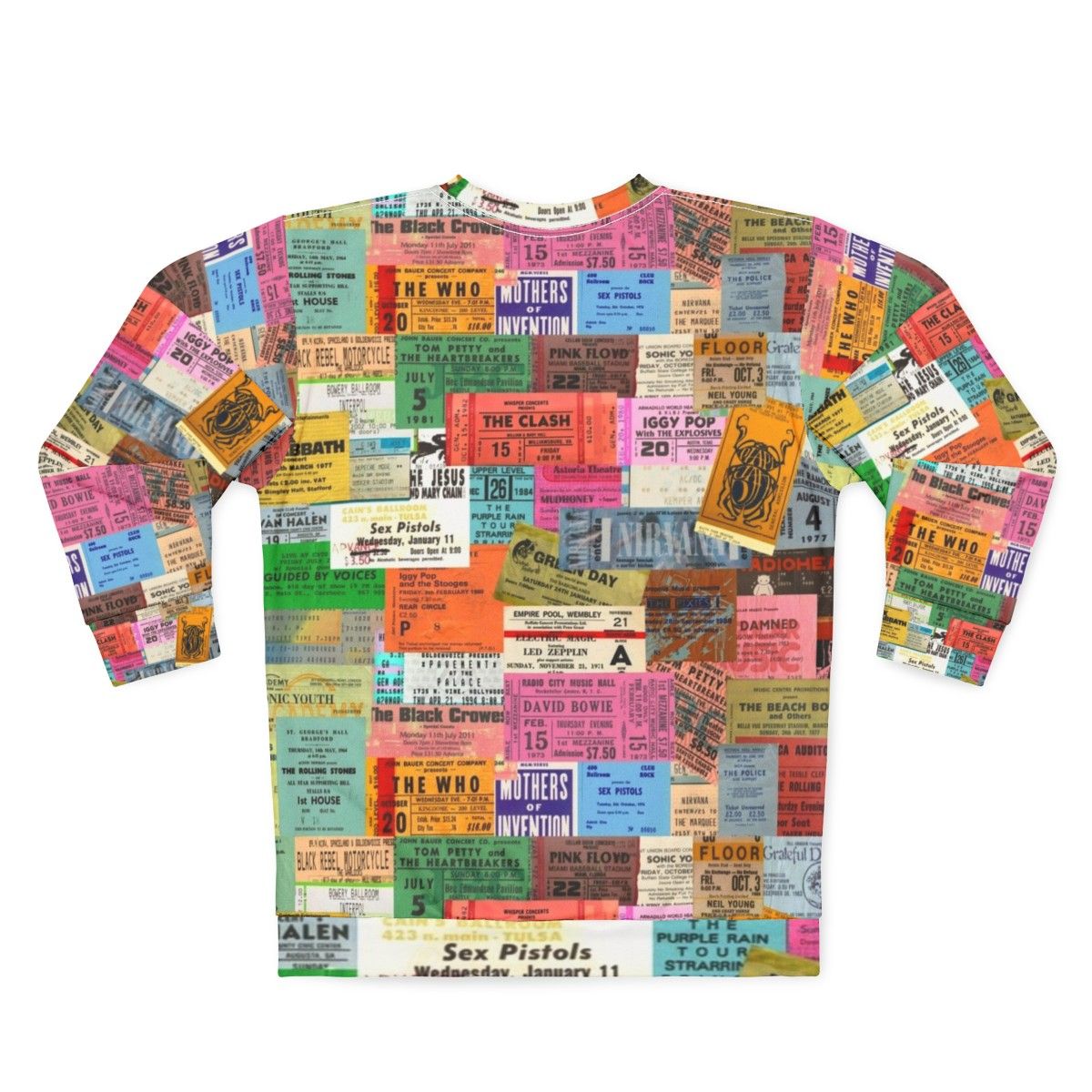 Vintage concert sweatshirt with ticket stubs design - Back