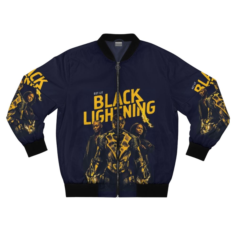 Black Lightning Bomber Jacket featuring Cress Williams, Nafessa Williams, and China Anne McClain