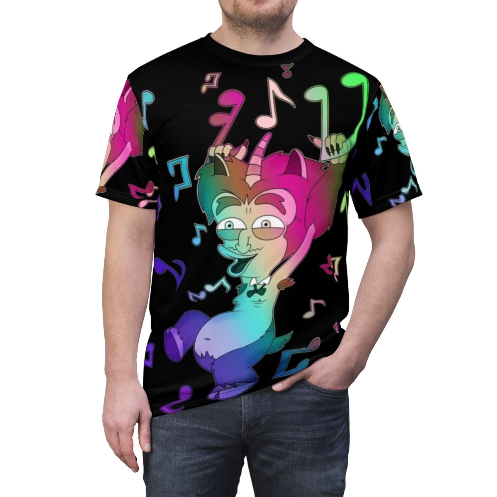 Trending Big Mouth Inspired Music Lover T-Shirt with Cartoon Characters - men front