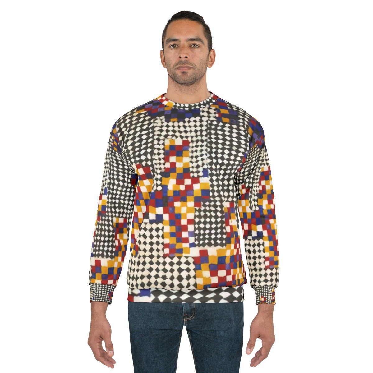 Colorful abstract sweatshirt featuring artwork by Alfred Jensen - men