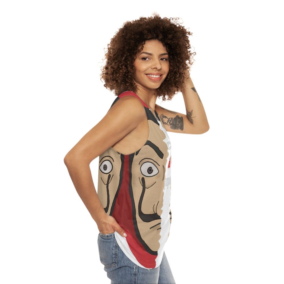 Casa De Papel Unisex Tank Top with Salvador Dali Drawing - women side