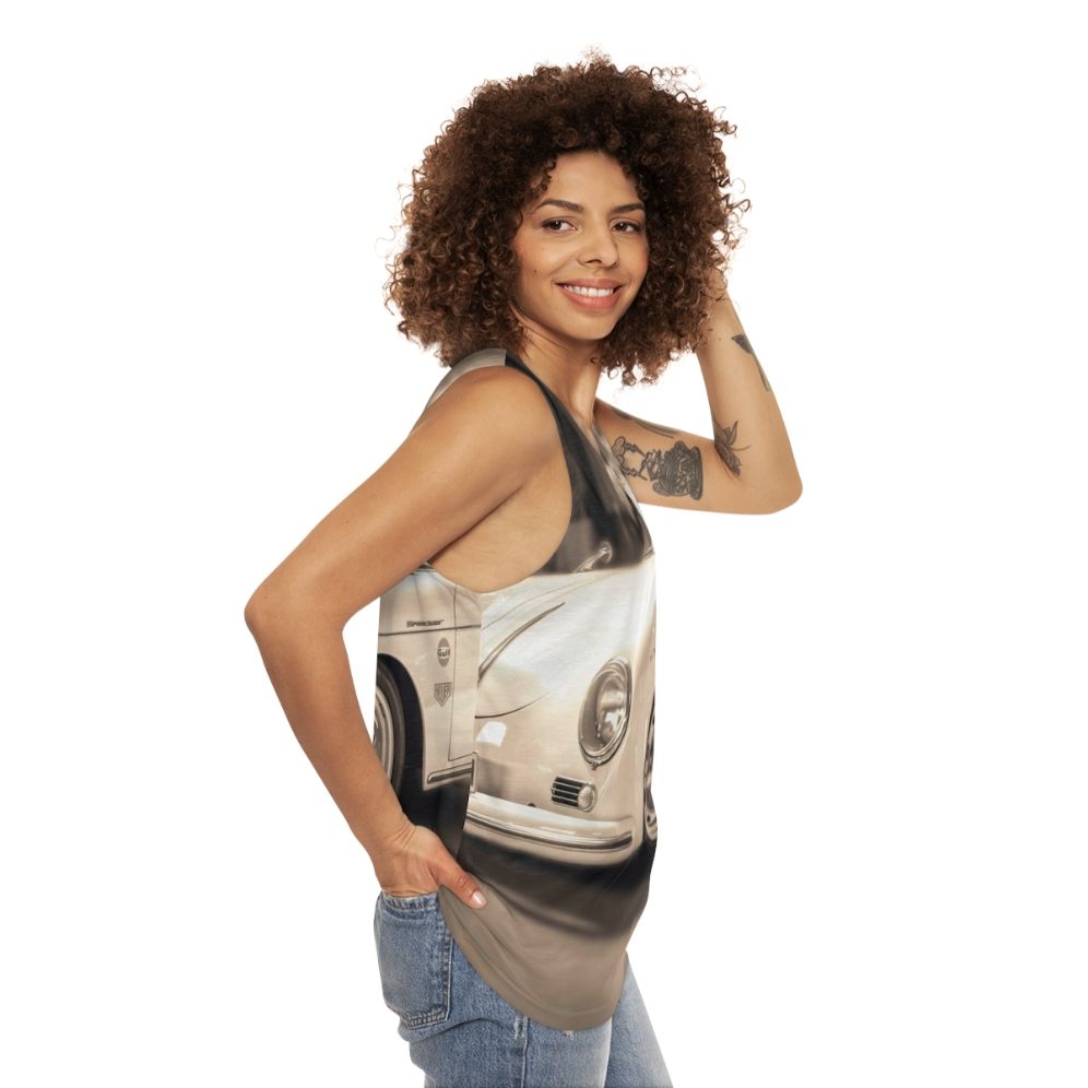 Unisex tank top for classic Porsche enthusiasts - women side