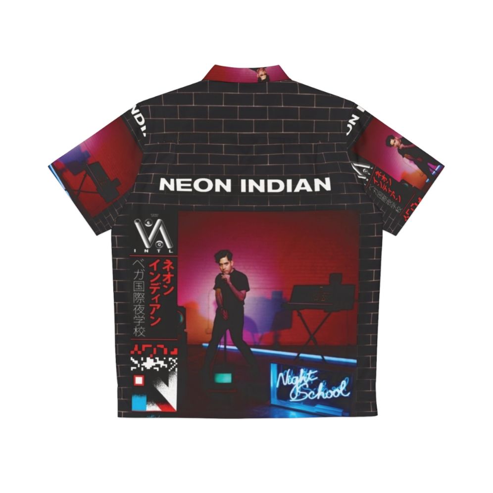 Neon Indian inspired Hawaiian shirt with electronic music and indie rock design - Back