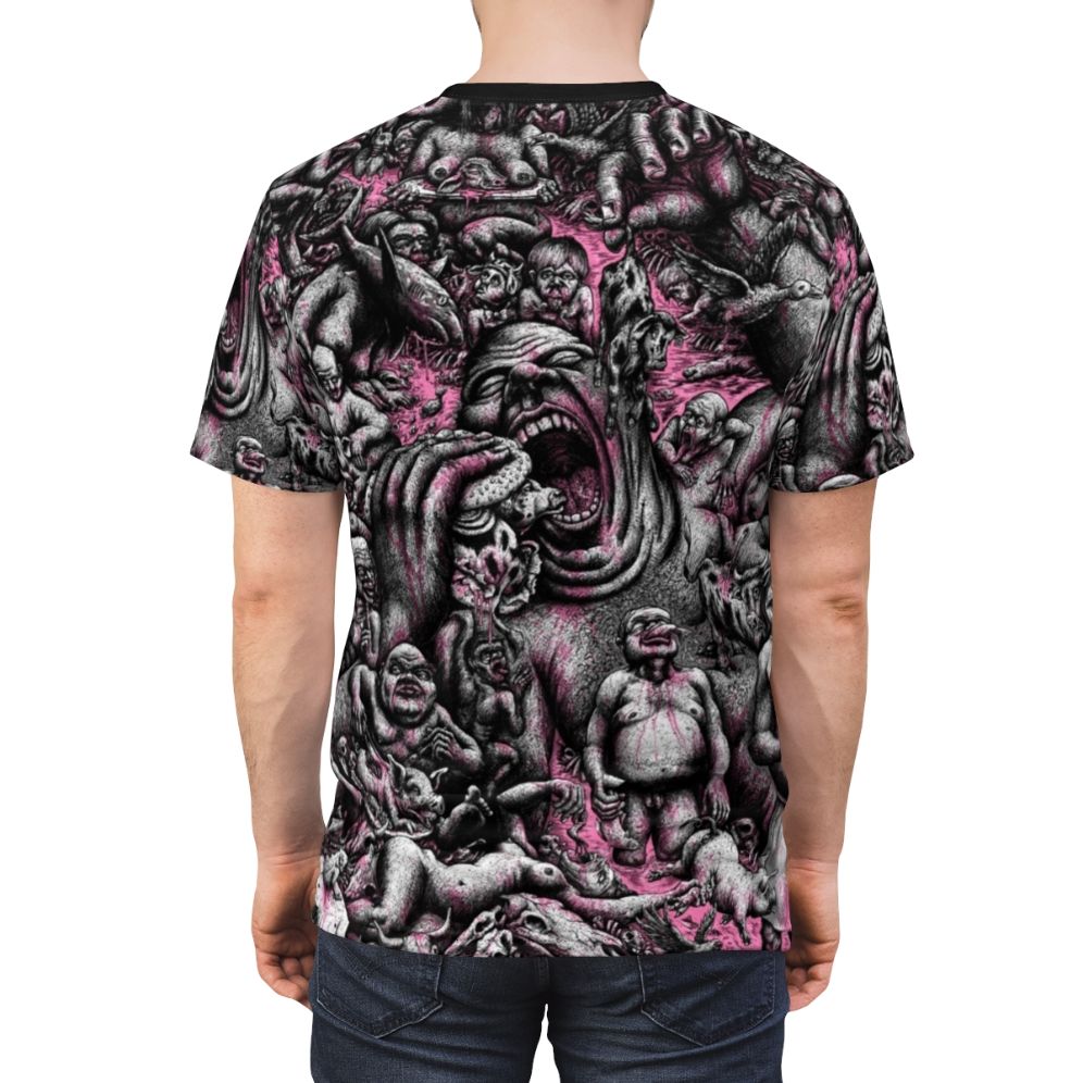 Bloody Beef Cutlery Design T-shirt featuring a skull and cutlery - men back