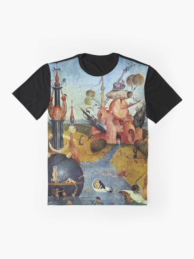 Hieronymus Bosch fantasy graphic t-shirt with vintage style - Flat lay