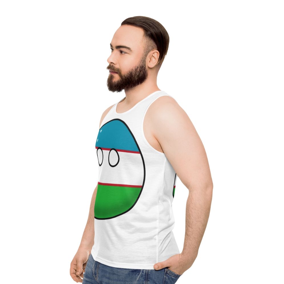 Uzbekistan Countryball Unisex Tank Top - men side