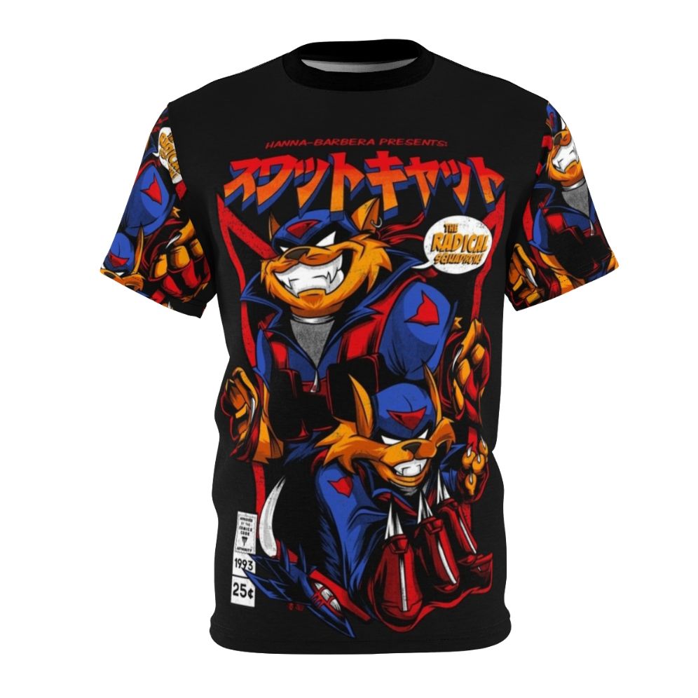 Retro 90s cartoon Swat Kats inspired t-shirt with vector illustration