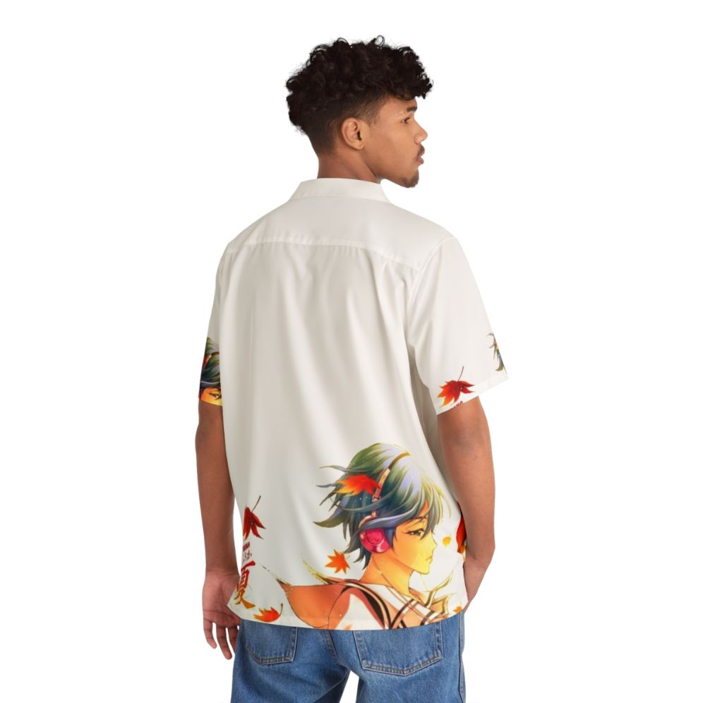 fuuka hawaiian shirt with vibrant anime print fall leaf pattern - People Back