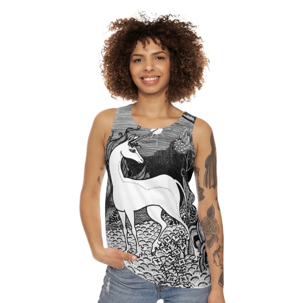 The Last Unicorn fantasy art graphic tee for unisex - women