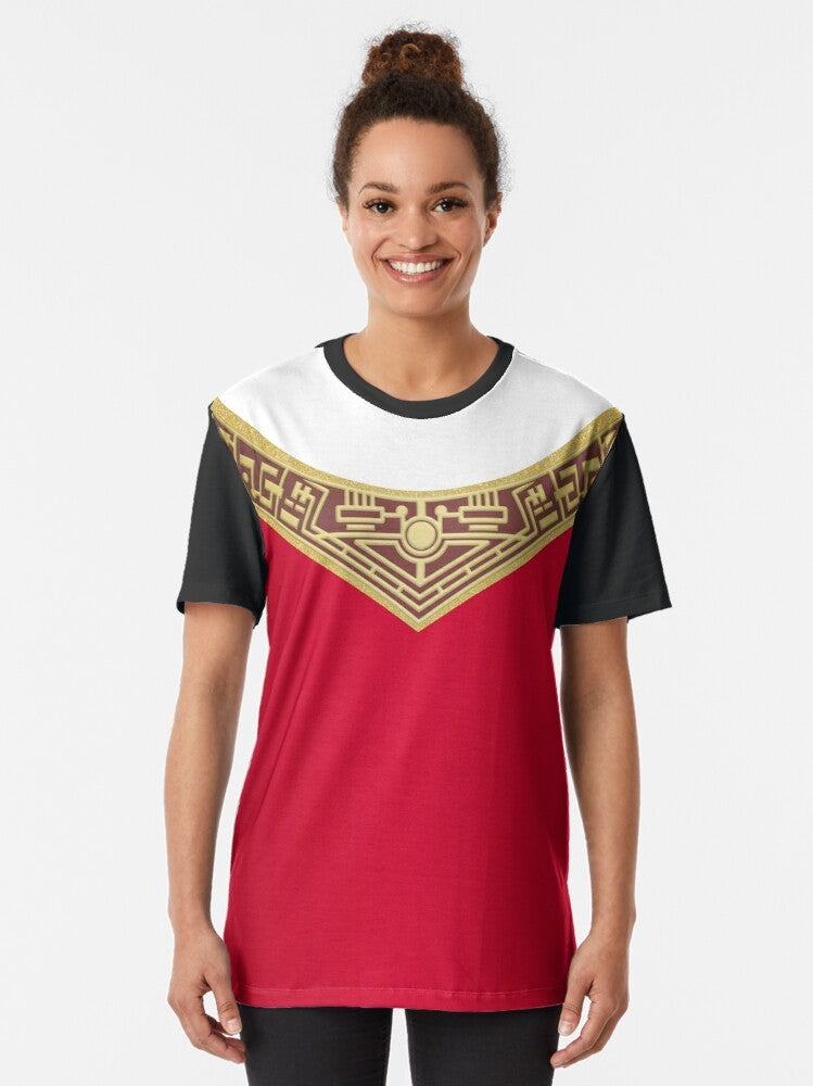 Zeo Red Graphic T-Shirt featuring the Red Ranger from the Power Rangers Zeo TV series - Women