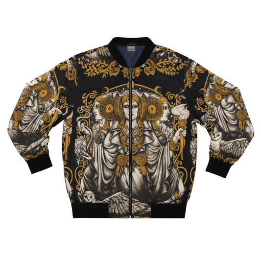 Iberian Hecate Art Nouveau Bomber Jacket with Medusa and Occult Designs