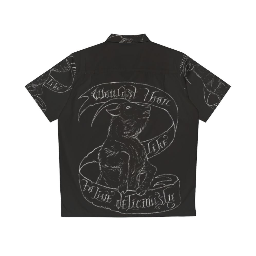 Black Phillip Hawaiian Shirt with Occult and Satanic Symbols - Back