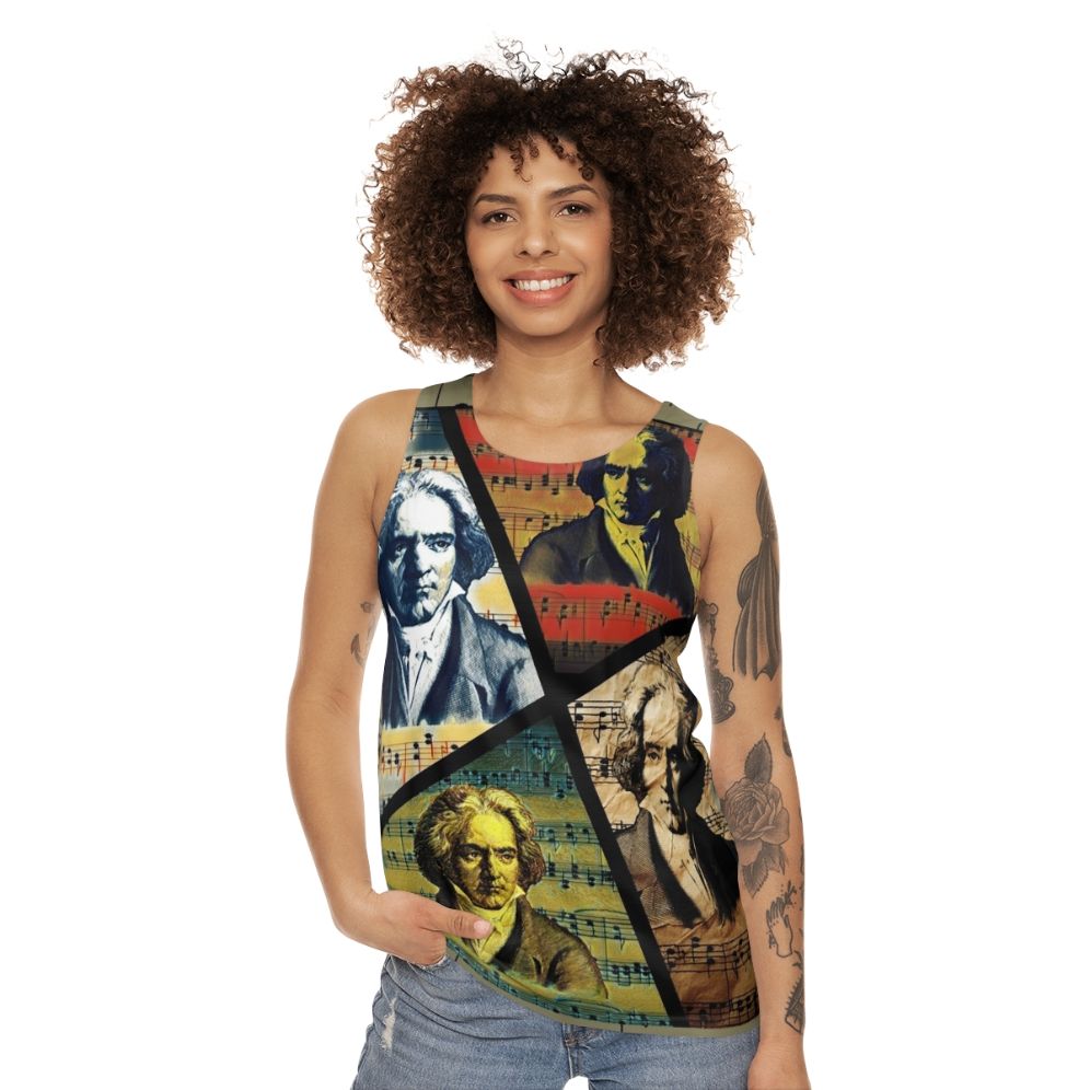 Beethoven classical art collage unisex tank top - women