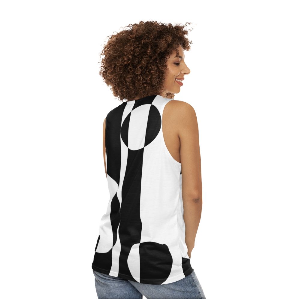 Retro 60s Op Art Black and White Unisex Tank Top - women back