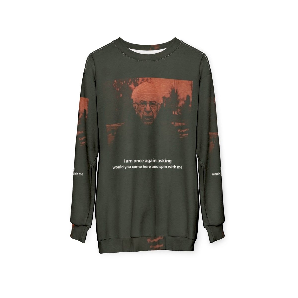 Bernie Sanders Emo Sweatshirt with Peripheral Vision Design - hanging