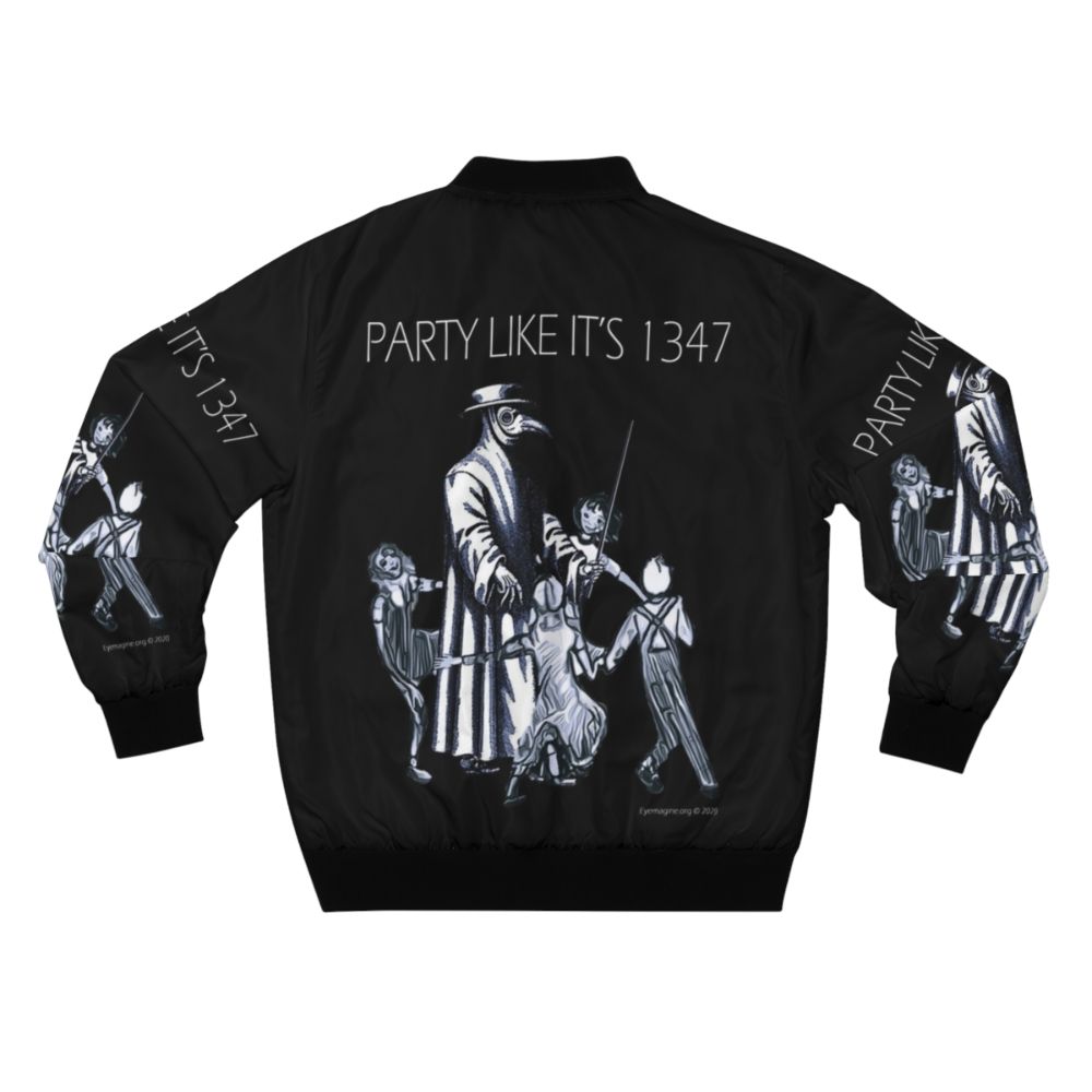 Plague doctor medieval bomber jacket with gothic and pandemic themed design - Back