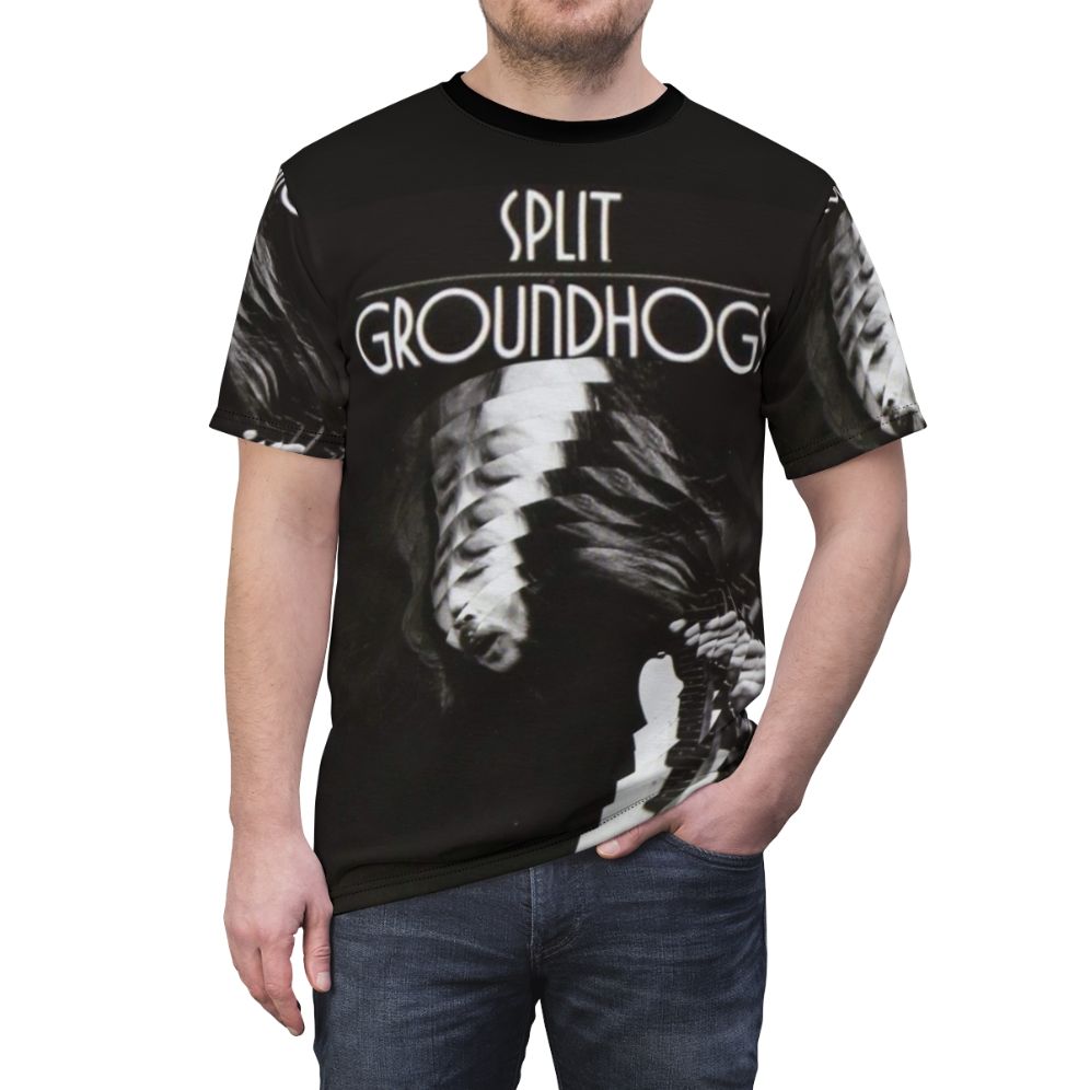 Vintage 1971 Groundhogs Split album cover design printed on a high-quality t-shirt - men front