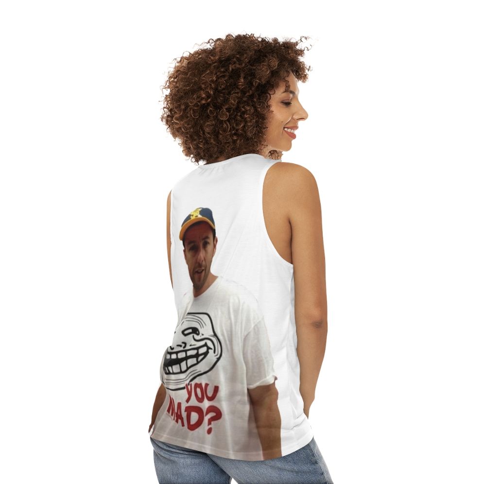 Adam Sandler Inspired Unisex Tank Top with "U Mad" Graphic - women back