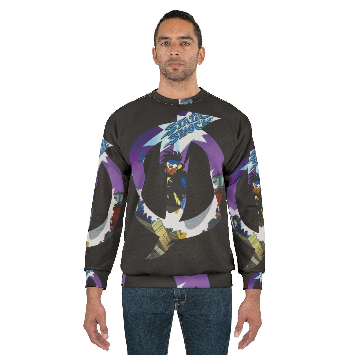 Static Shock DC Comics Superhero Sweatshirt with Lightning Bolt Design - men