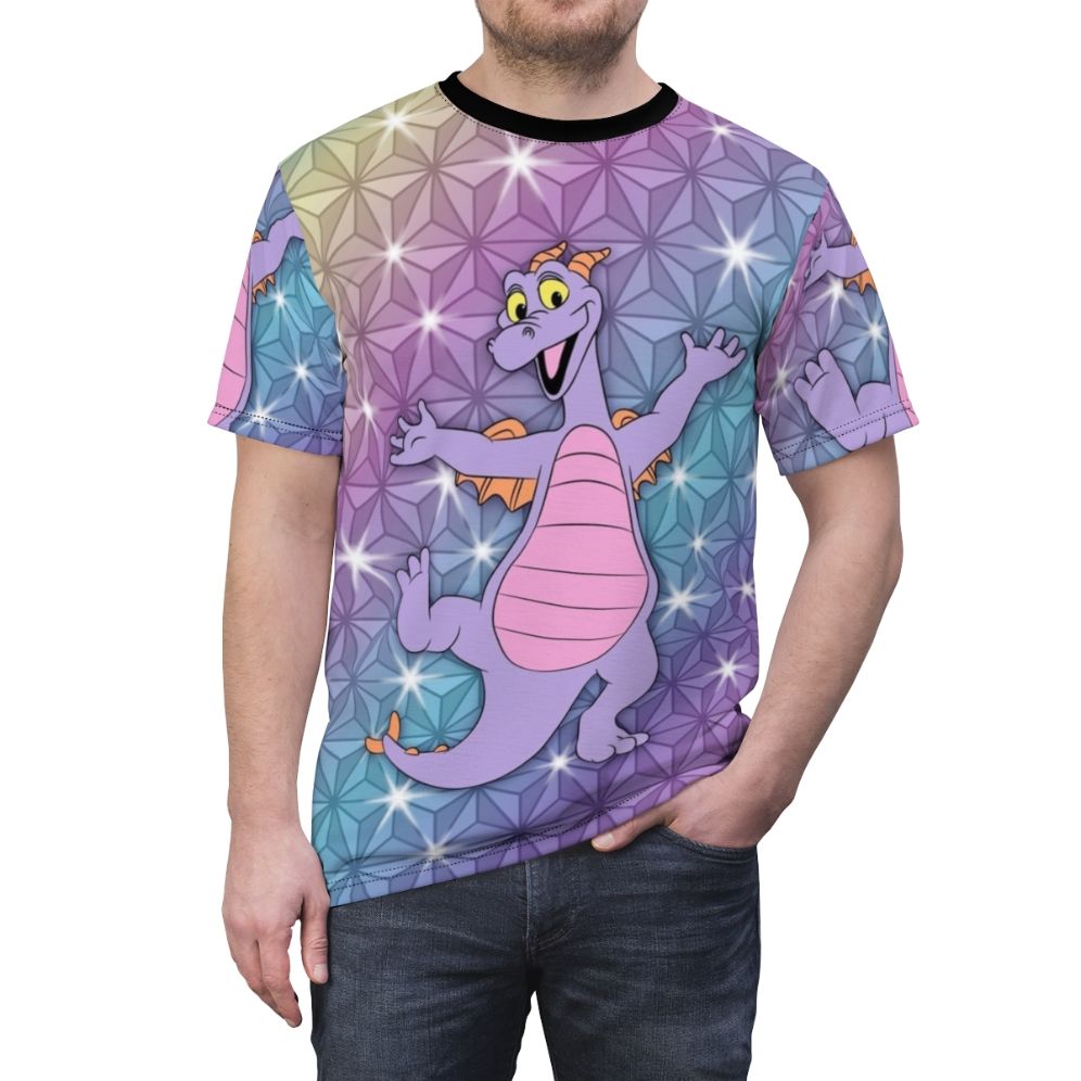 Epcot Figment inspired all-over print t-shirt featuring the iconic Disney character - men front