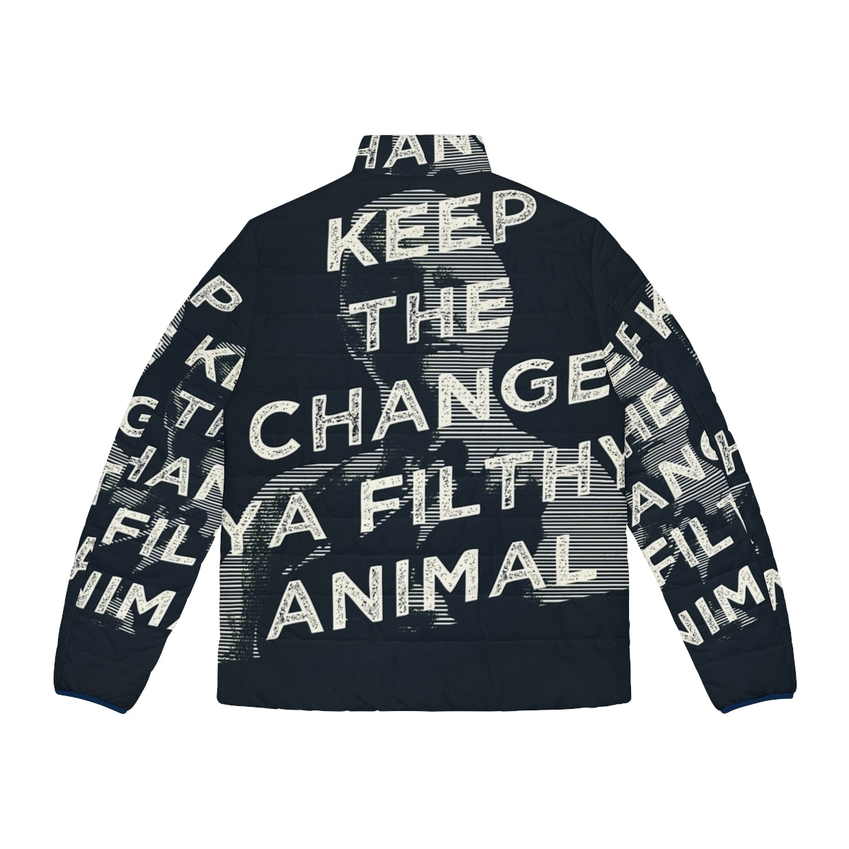 A cozy puffer jacket in a classic 90s movie style with the "Generous Johnny" design - Back