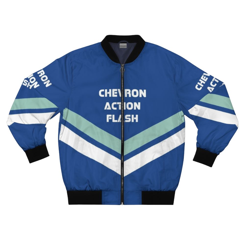 Retro-style Chevron Action Flash Bomber Jacket