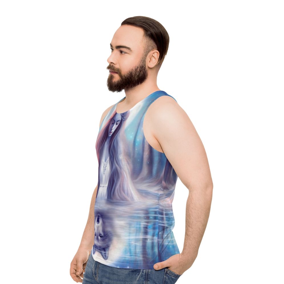 Pastel tank top with mystical wolf design - men side