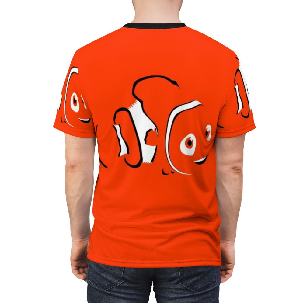 Nemo and Dory from the Finding Nemo/Finding Dory movies printed on an all-over-print t-shirt - men back