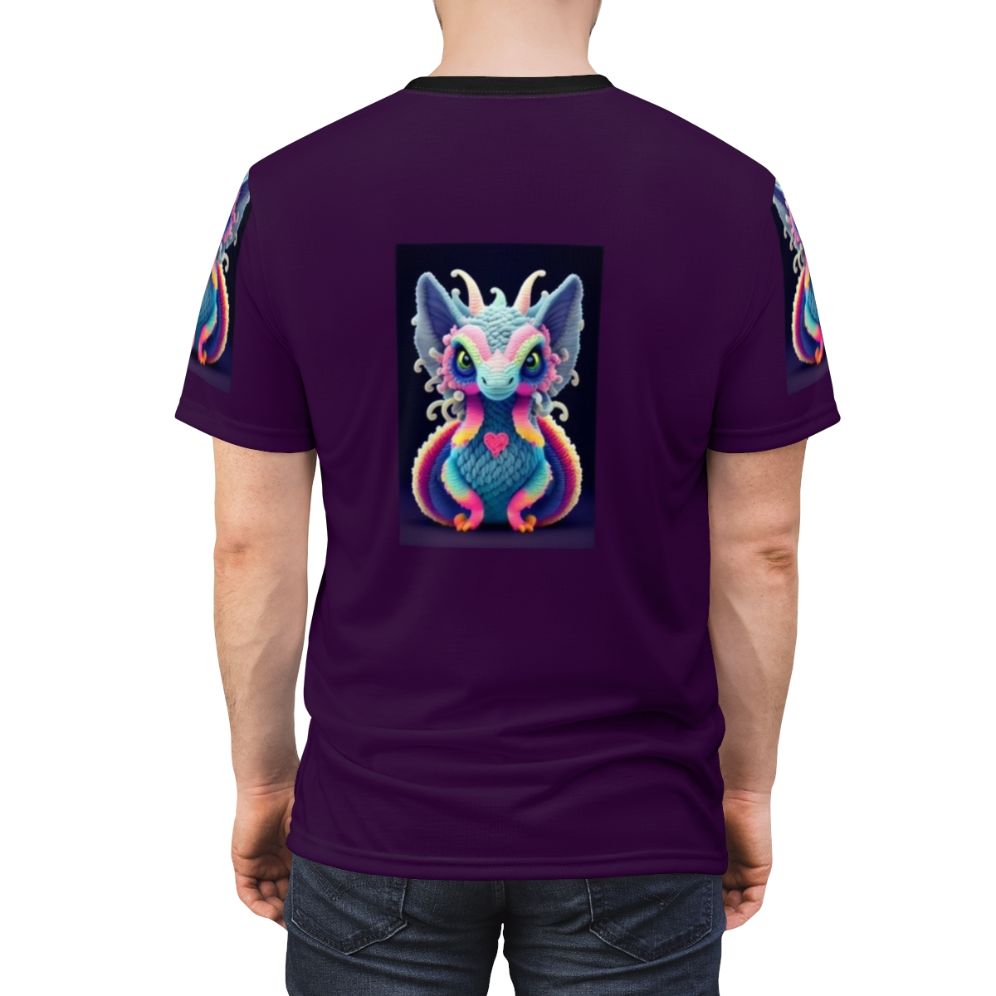 Fantasy art t-shirt featuring a majestic, intricate, and vibrant mythical creature design - men back