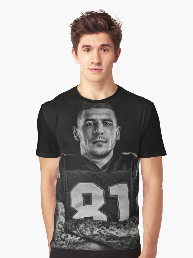 Aaron Hernandez NFL Football Graphic T-Shirt - Men