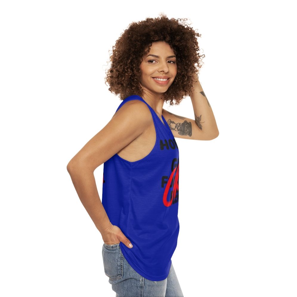 Unisex hobby tank top with car enthusiast and sports designs - women side