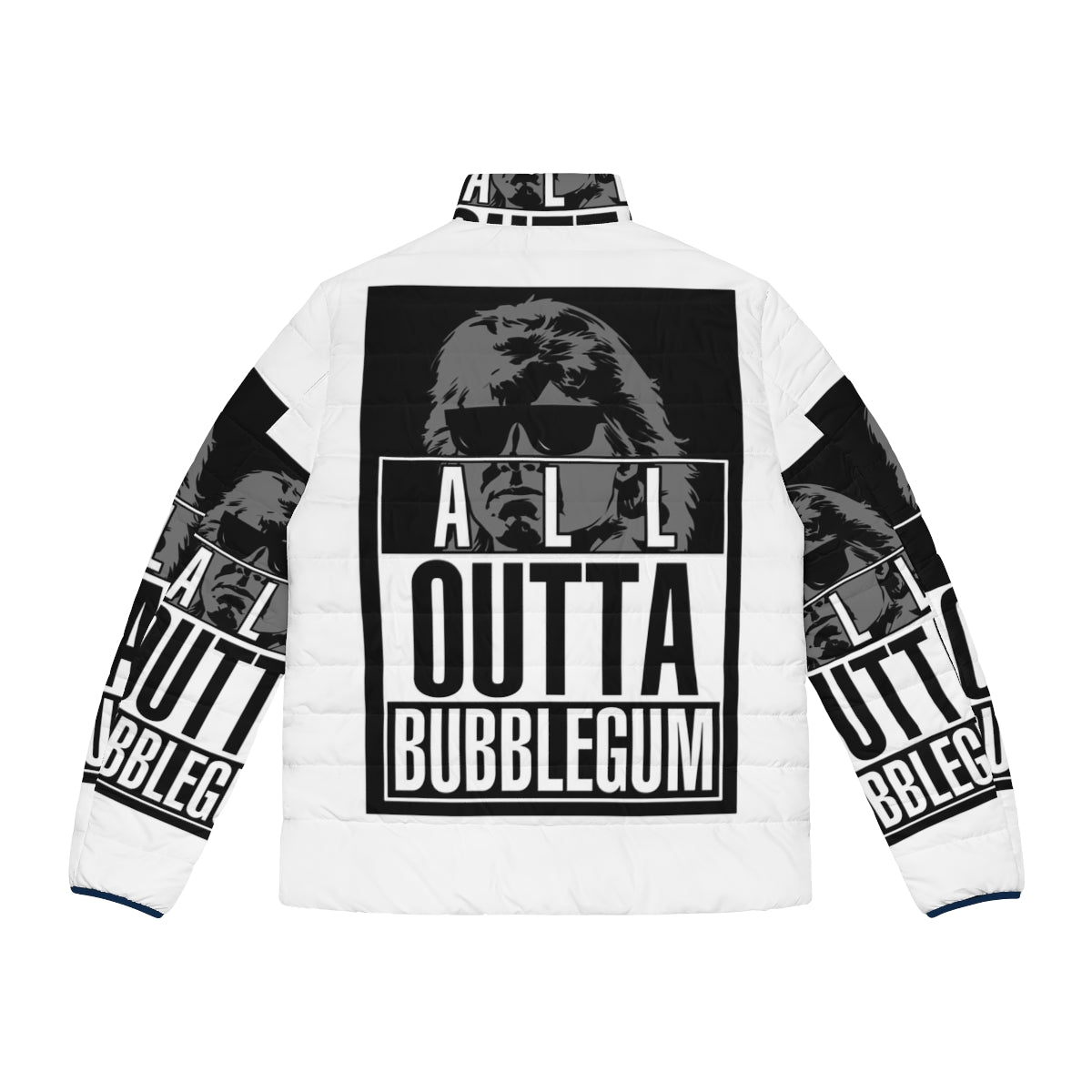 They Live inspired puffer jacket with "Straight All Outta Bubblegum" graphic - Back