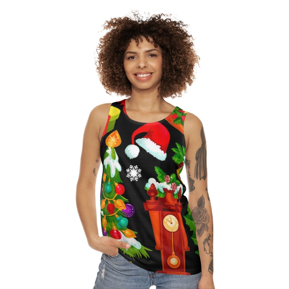 Christmas pattern unisex tank top - women