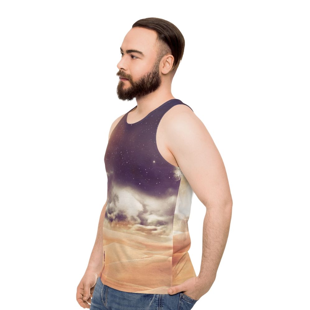 Dune Arrakis Unisex Tank Top with Minimalist Sci-Fi Design - men side