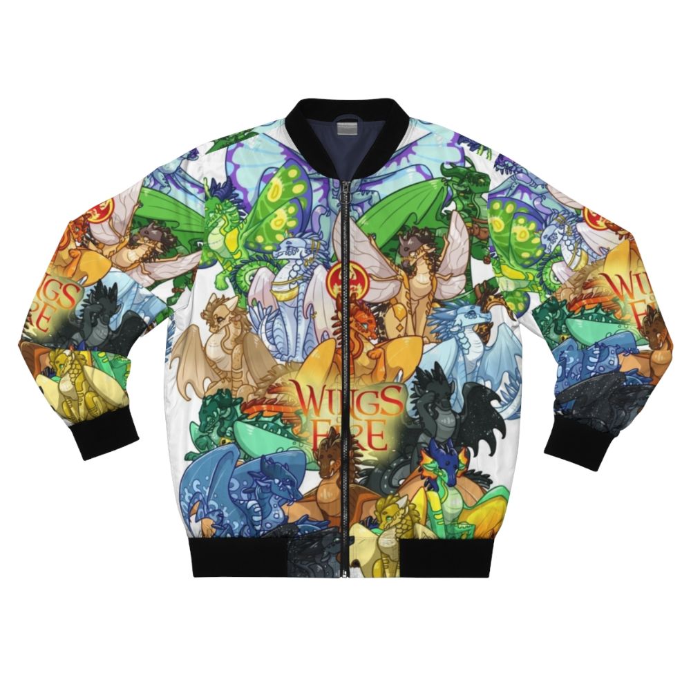 Wings of Fire bomber jacket featuring characters from the fantasy book series