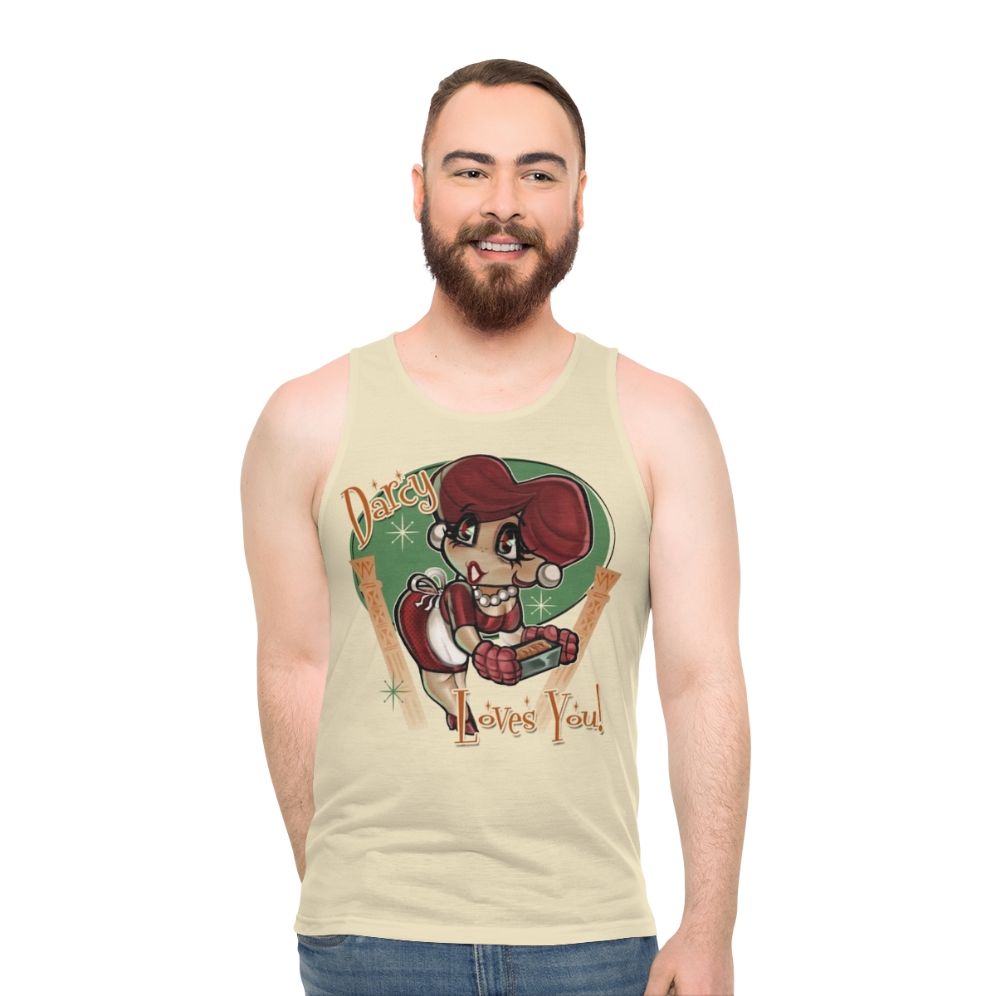 Unisex tank top with heart design in retro style - men