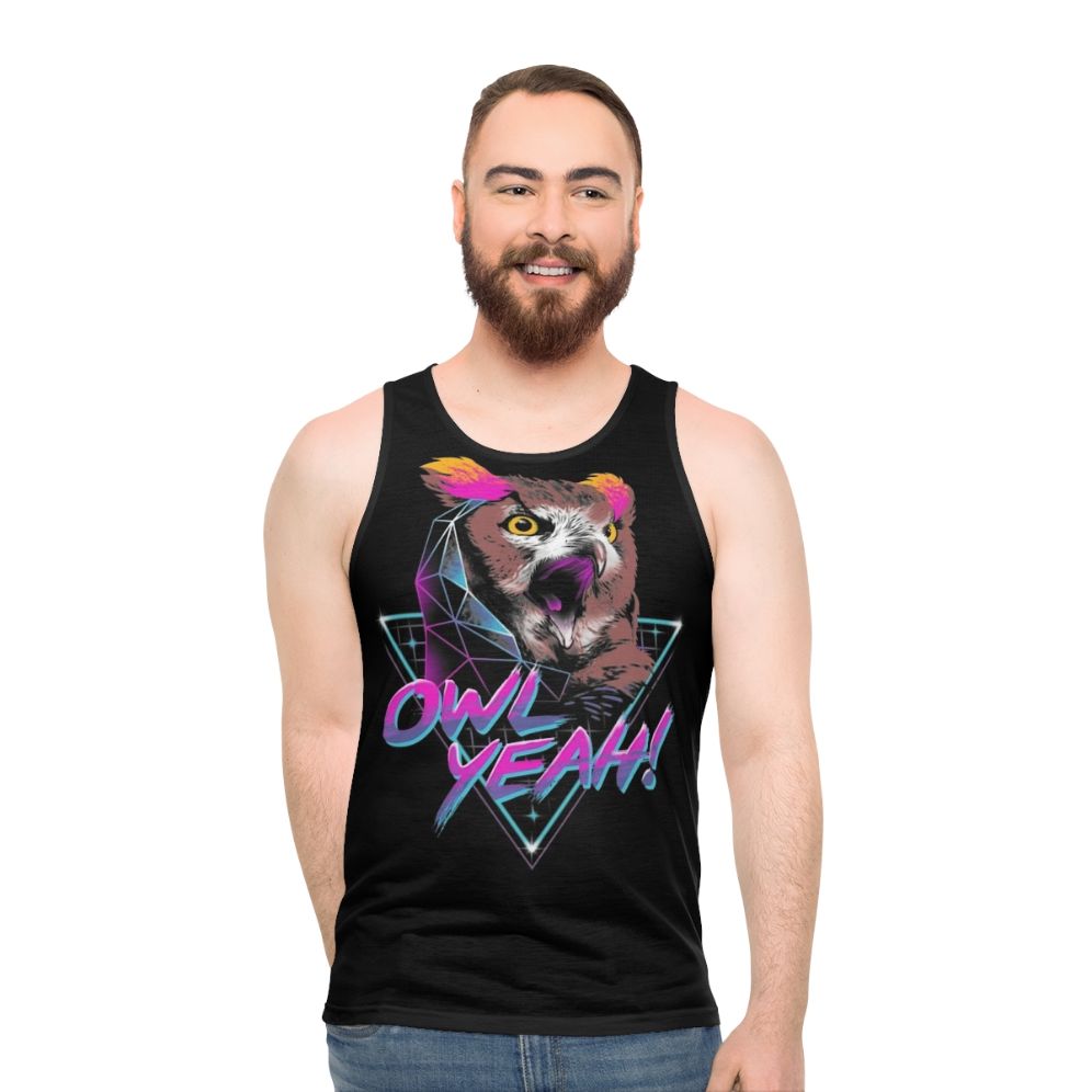 Owl graphic unisex tank top in neon colors - men