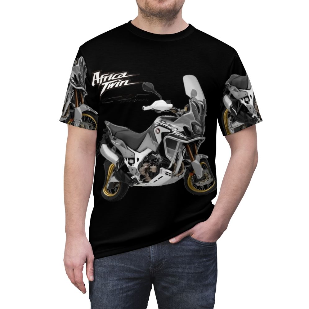 Adventure motorcycle t-shirt for offroad riding and dual sport enthusiasts - men front