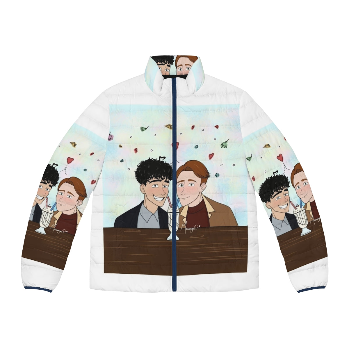 Heartstopper inspired puffer jacket with fan art design