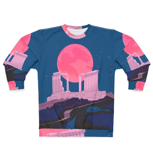 Vaporwave sweatshirt featuring the Temple of Poseidon at Sounion, Greece