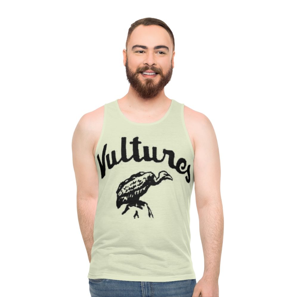 Unisex vultures tank top with graphic animal print design - men