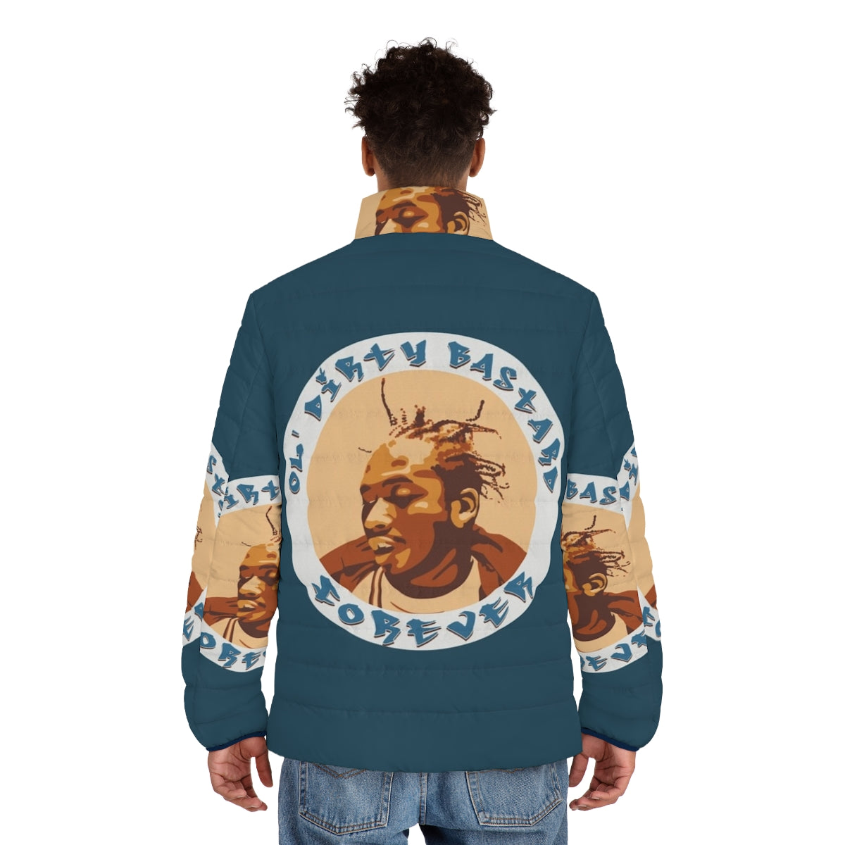 Ol Dirty Bastard Forever Tribute Puffer Jacket with focus on 90s East Coast hip hop - men back