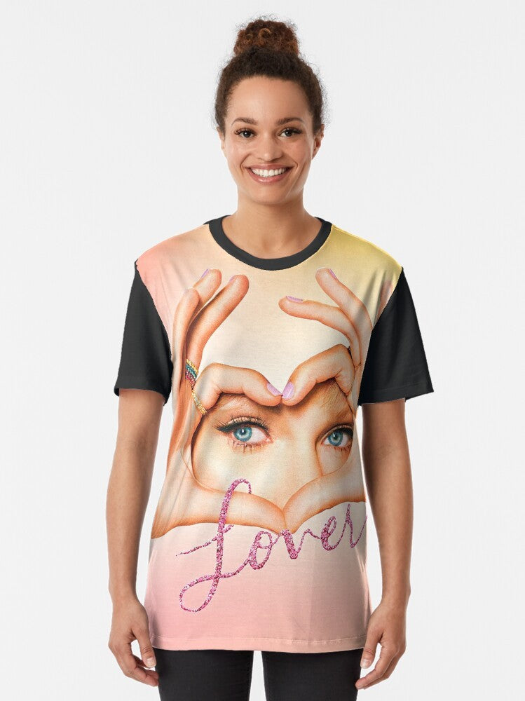 "Lover Concept Graphic T-Shirt featuring Taylor Swift's 'Folklore' album artwork" - Women