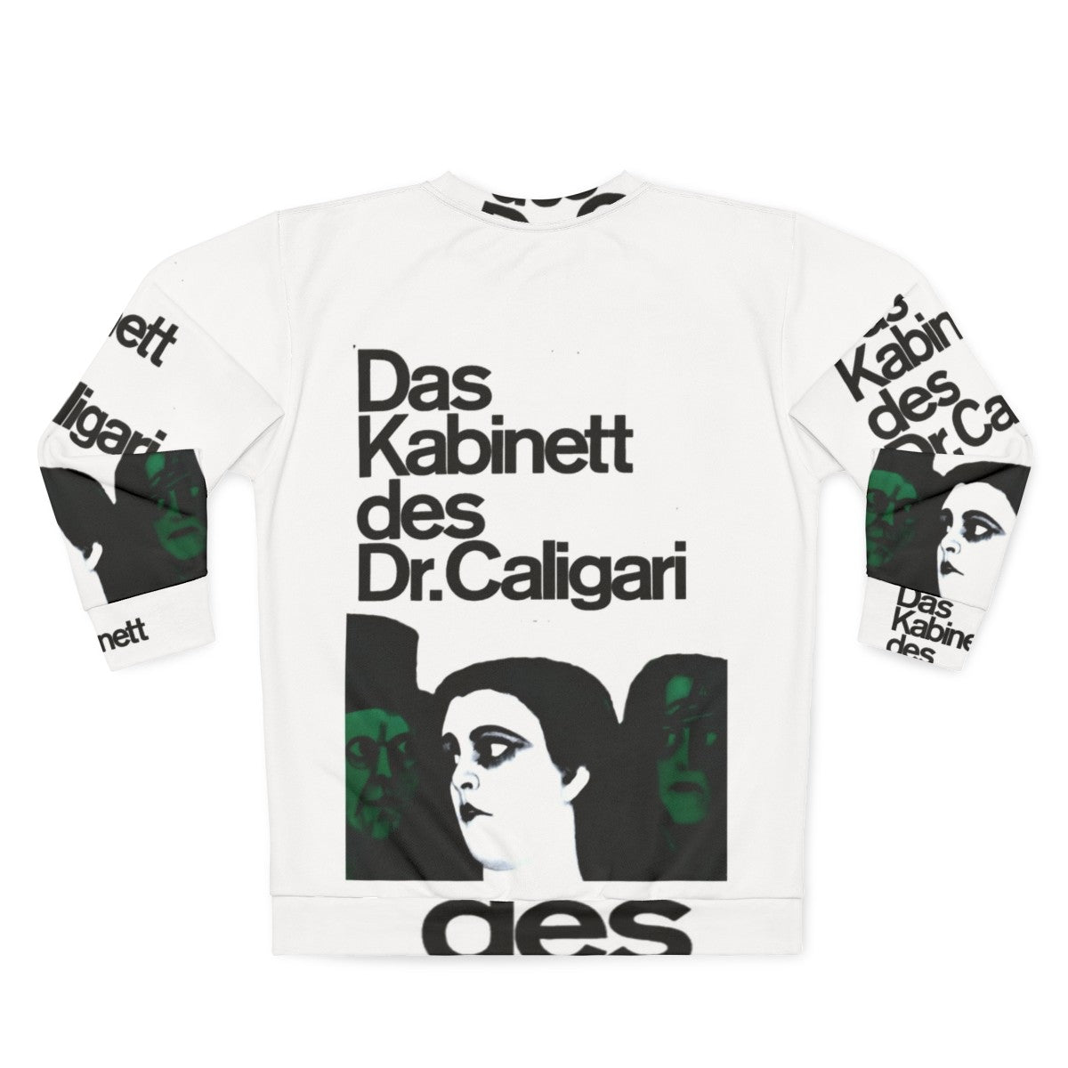 Vintage sweatshirt featuring the classic silent film "The Cabinet of Dr. Caligari" and its iconic poster design - Back